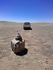 Stone piles mark telescope layout on site