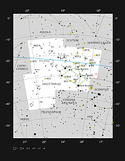 Ubicazione del centro galattico nel cielo notturno