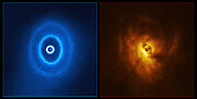 Ansicht von ALMA und SPHERE von GW Orionis (nebeneinander)