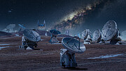 Montage des observatoires du Event Horizon Telescope (nuit)