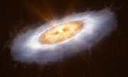 Die planetenbildende Scheibe um den Stern V883 Orionis (künstlerische Darstellung)