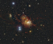 En infraröd vy av området kring stjärnhopen Coronet