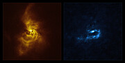 SPHERE- en ALMA-opname van materiaal dat om V960 draait