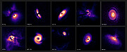 Planetbildande skivor i tre gasmoln i Vintergatan