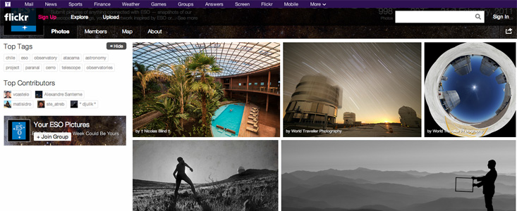 Screenshot of the “Your ESO Pictures” Flickr Group