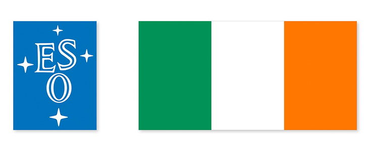 Logotipo do ESO e bandeira da Irlanda