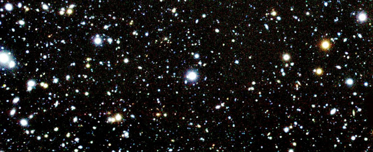 Colour-composite of the sky field with several High-Redshift galaxies