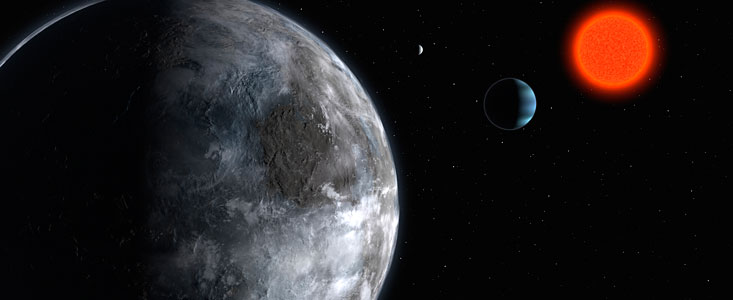 The planetary system in Gliese 581 (artist's impression)