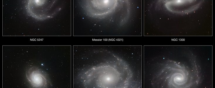 A gallery of spiral galaxies pictured in infrared light by HAWK-I (annotated version)