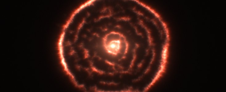 ALMA beobachtet eine seltsame Spirale um den roten Riesenstern R Sculptoris