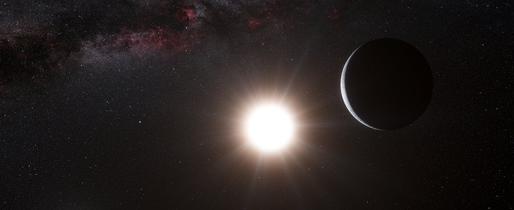 Rappresentazione artistica del pianeta in orbita intorno a Alfa Centauri B