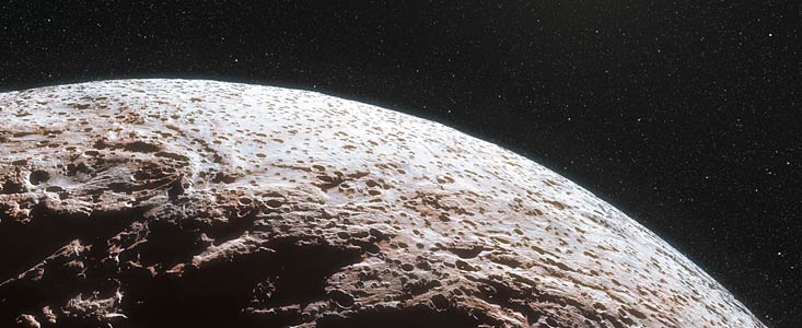Artist’s impression of the surface of the dwarf planet Makemake