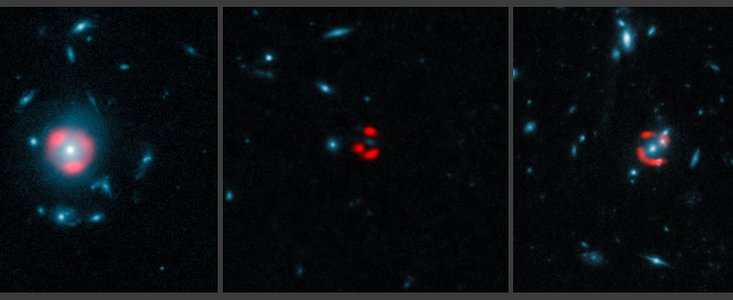 ALMA:n kuvia gravitaatiolinssin muovaamista, etäisistä, tähtiä muodostavista galakseista