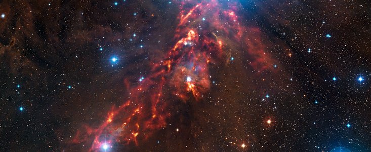 Vznik hvězd v oblacích v Orionu na snímku z teleskopu APEX