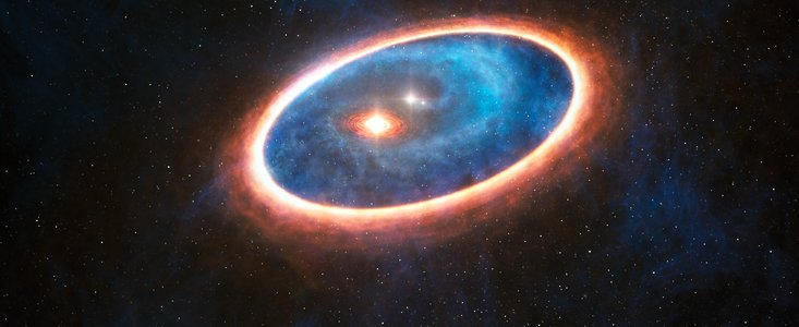 Künstlerische Darstellung vom Doppelsternsystem GG Tauri-A