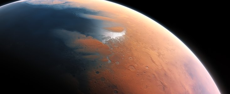 Künstlerische Darstellung des Mars vor vier Milliarden Jahren