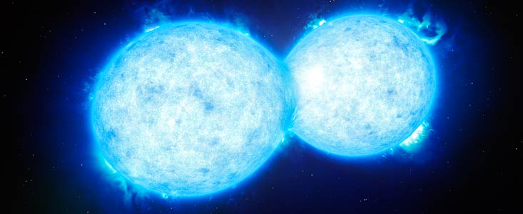 Artist’s impression of the hottest and most massive touching double star