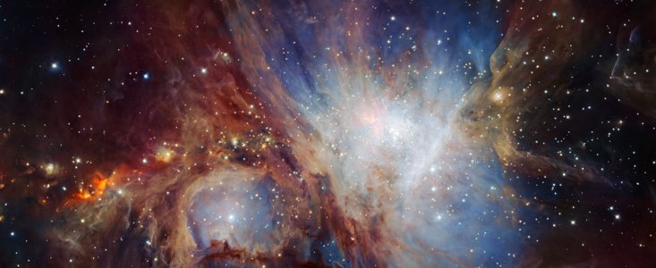 Immagine infrarossa profonda della Nebulosa di Orione fatta con lo strumento HAWK-I