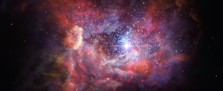 Den avlägsna dammiga galaxen A2744_YD4 som den skulle kunna se ut