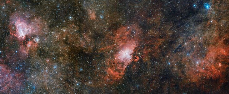O VST captura três nebulosas numa só imagem