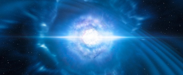 Vue d’artiste de la fusion d’étoiles à neutrons