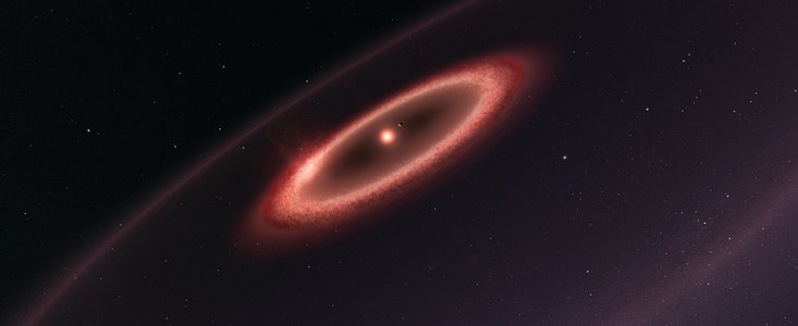 Artist’s impression van de stofgordels rond Proxima Centauri