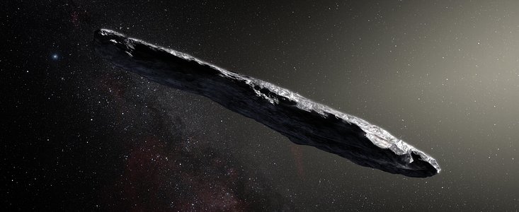 Rappresentazione artistica dell'asteroide interstellare `Oumuamua