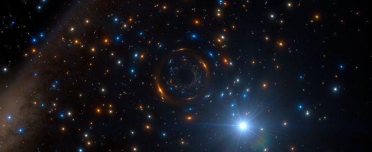 Imagem artística do sistema binário com um buraco negro no NGC 3201