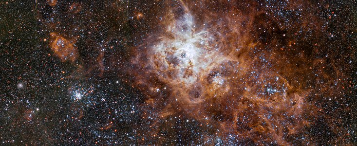 La ricca regione di cielo intorno alla Nebulosa Tarantola nella Grande Nube di Magellano