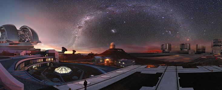 Composición de imágenes de los observatorios de ESO