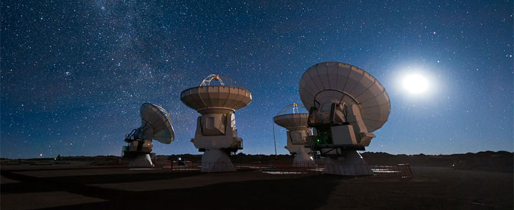 ALMA antennas under the Milky Way