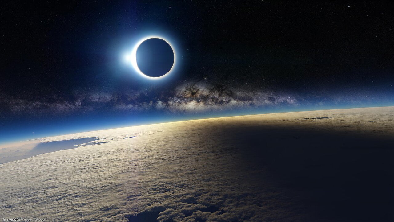Fake image of a solar eclipse from space