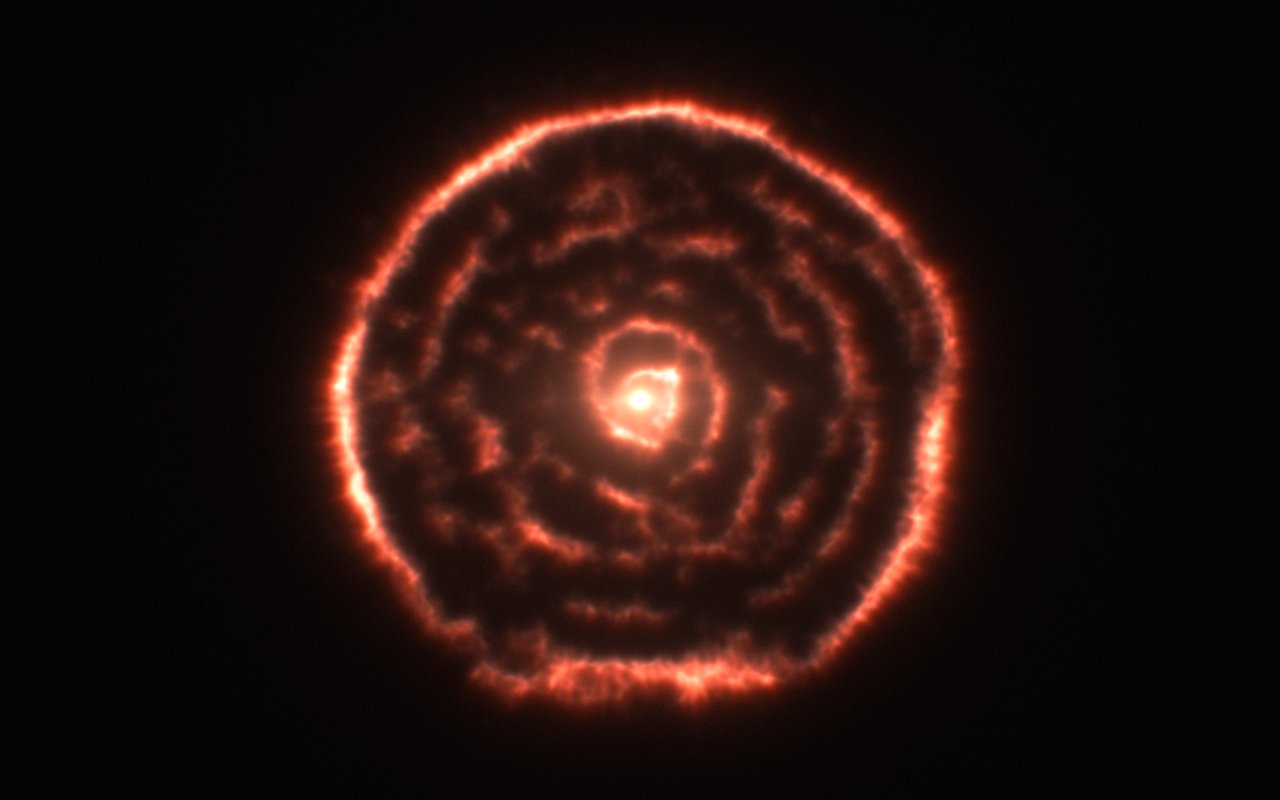 Curious spiral spotted by ALMA around red giant star R Sculptoris (data visualisation)