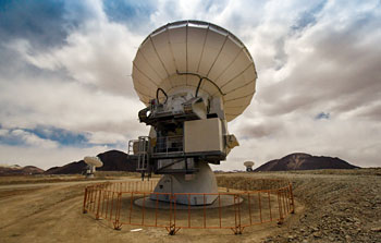Mounted image 101: The first three ALMA antennas at the Array Operations Site (AOS) on Chajnantor