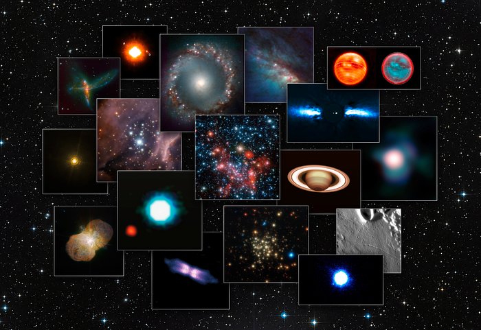 A collage of images from NACO on the ESO Very Large Telescope