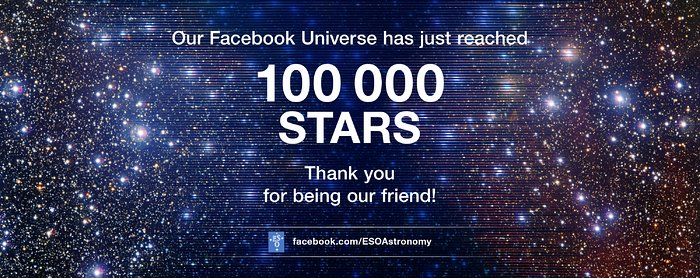 På ESOs Facebookside byder vi velkommen til ven nummer 100.000