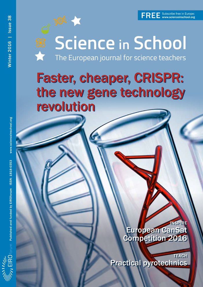 Titelseite von Science in School Ausgabe 38