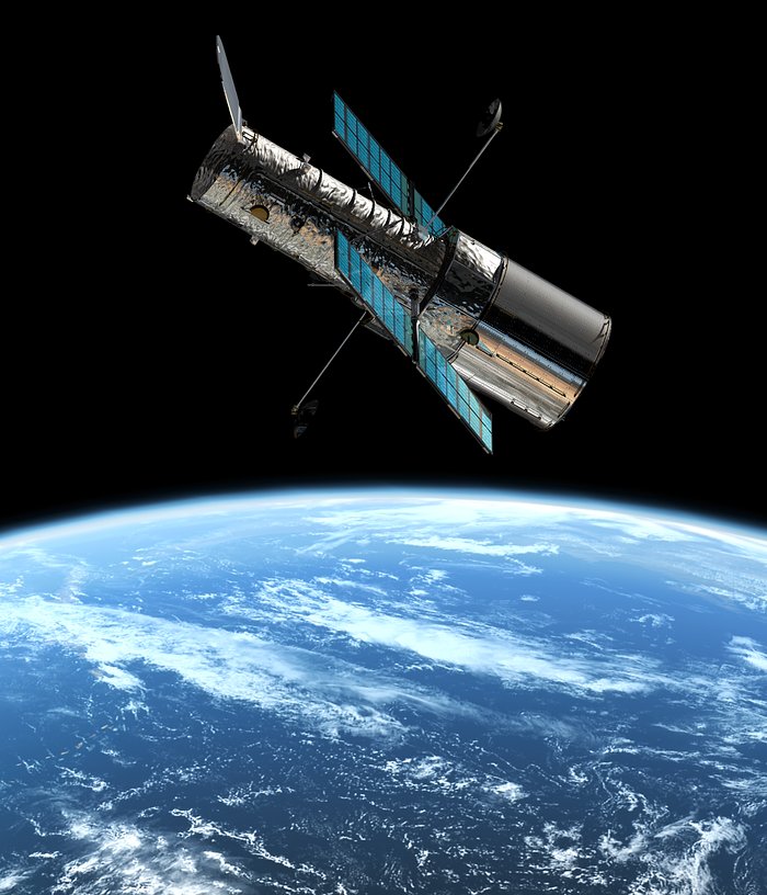 Das Hubble-Weltraumteleskop im Erdorbit (künstlerische Darstellung)
