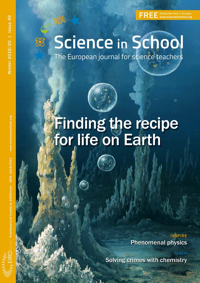 Titelseite von Science in School Ausgabe 49