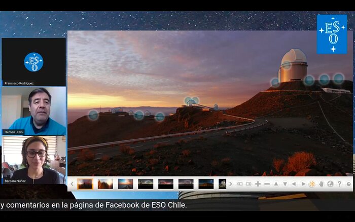 Fotogramma della visita guidata virtuale all’osservatorio di La Silla
