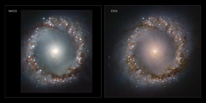 Comparación de NACO y ERIS del anillo interior de NGC 1097