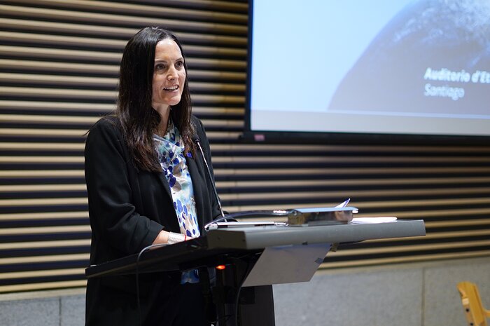 Mercedes Rodríguez-Sarro, jefa de misión adjunta de la Unión Europea en Chile en la Jornada de Diálogo sobre Políticas Astronómicas de CEDS 2026