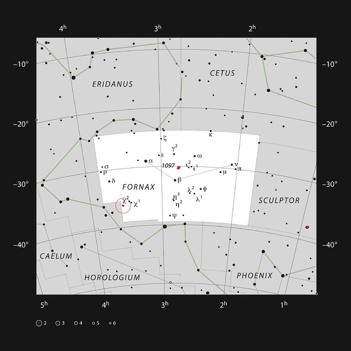 NGC 1365 en la constelación de Fornax