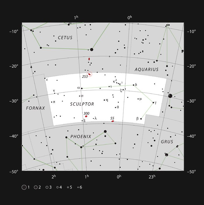 The galaxy NGC 253 in the constellation of Sculptor