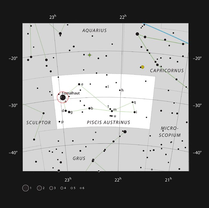 La brillante stella Fomalhaut nella costellazione del Pesce Australe