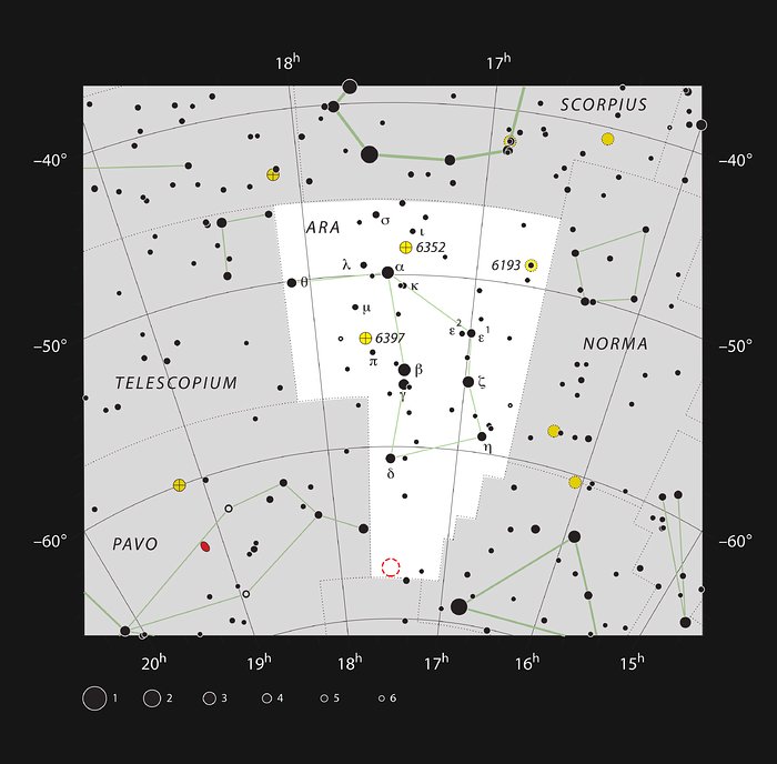 L'ammaso globulare NGC 6362 nella costellazione dell'Altare