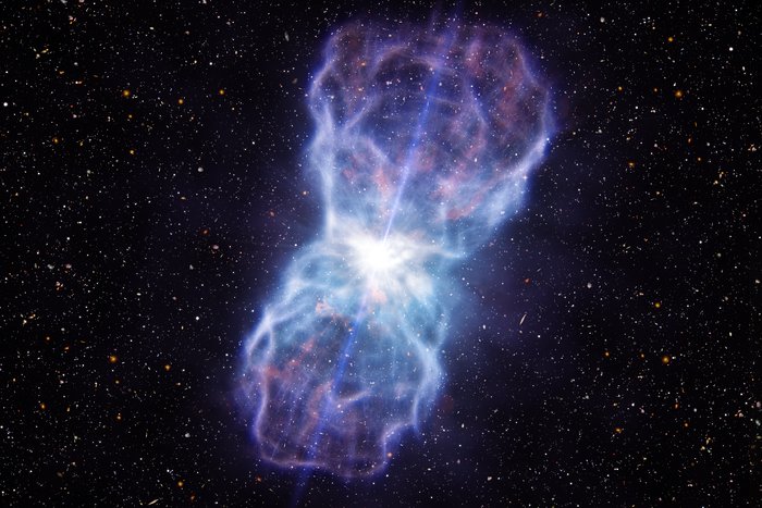 Det gigantiska utflödet som slungas ut från SDSS J1106+1939, som det skulle kunna se ut