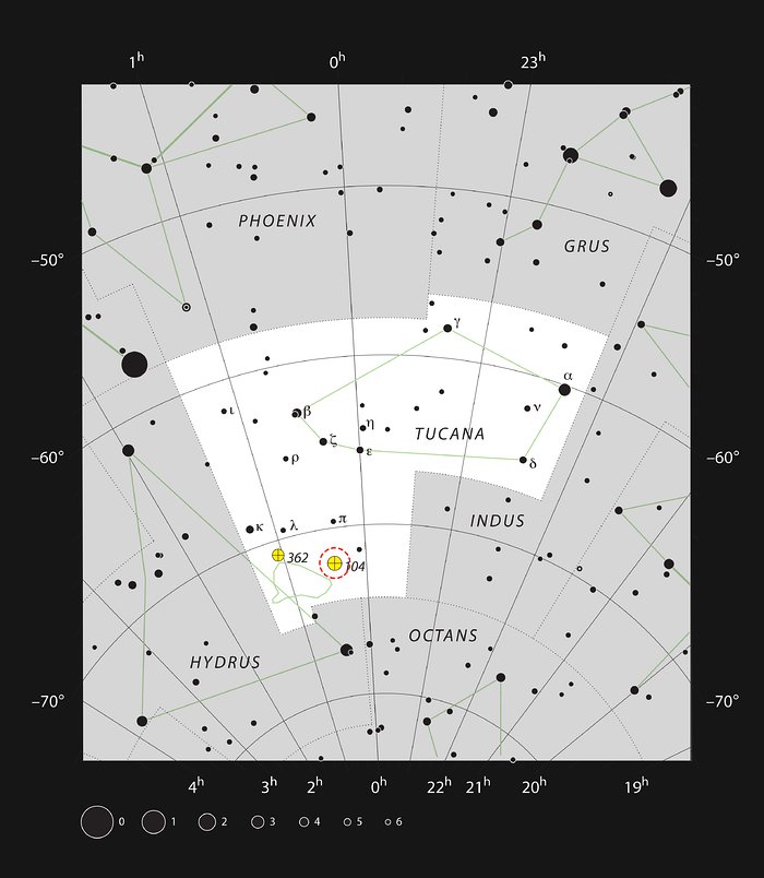 Kulová hvězdokupa 47 Tucanae  v souhvězdí Tukana