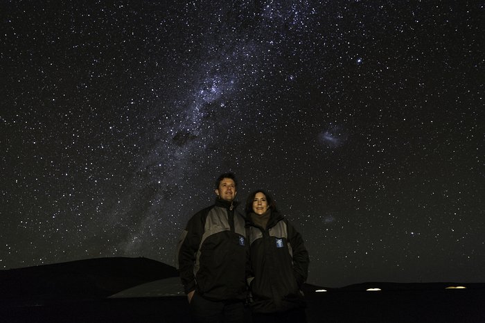 The Crown Prince couple of Denmark admire the night skies of  ESO's Paranal Observatory