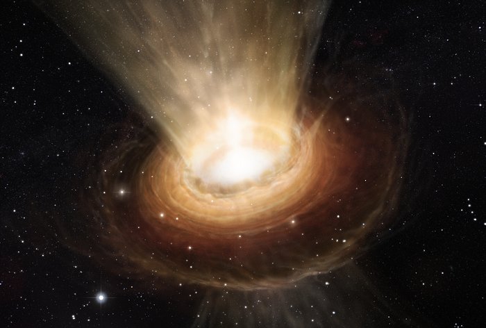 En illustration af omgivelserne omkring det supertunge sorte hul i NGC 3783